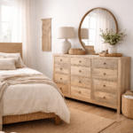 Cómoda de madera natural para dormitorio | Diseño nórdico y gran almacenaje