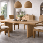 Silla de fibra con estructura de teca y cojín