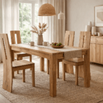 Silla de comedor artesanal de madera maciza de acacia