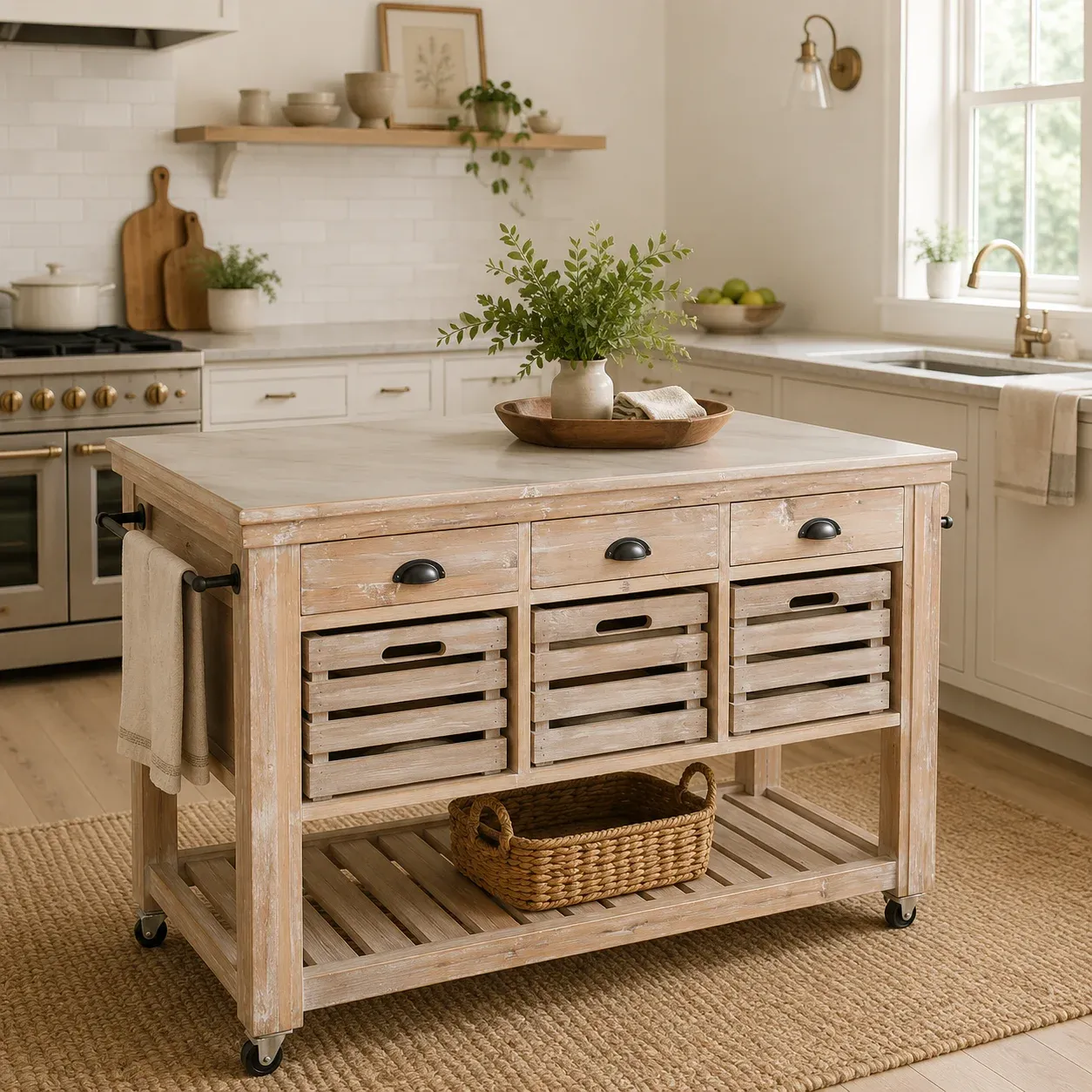 299cbbd6-f19b-4586-9811-c171c09b6ec2 Isla de cocina de abeto y piedra sinterizada 142x75x96 cm - Imagen 1