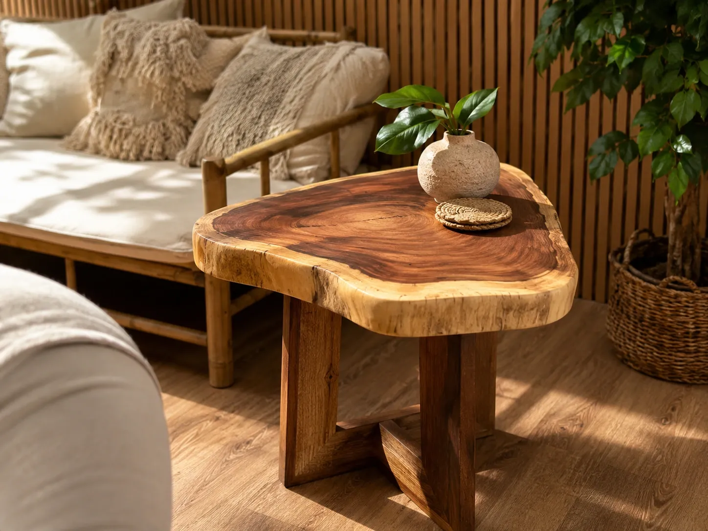 Mesa auxiliar 50 (1) Mesa auxiliar madera maciza 50x50 cm de Samán Monkeypod - Imagen 1